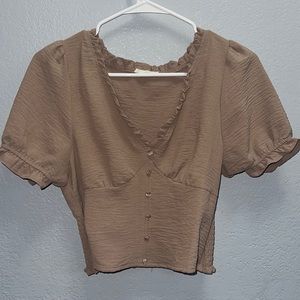 Beige ruched top